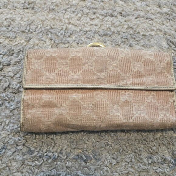 Vintage Gucci Bifold Wallet Canvas  Authentic Pink - Picture 2 of 15
